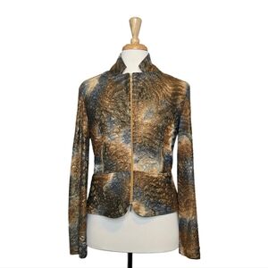 Joseph Ribkoff Metallic Animal Print Fitted Zip Jacket Size 12 Canada Edgy
